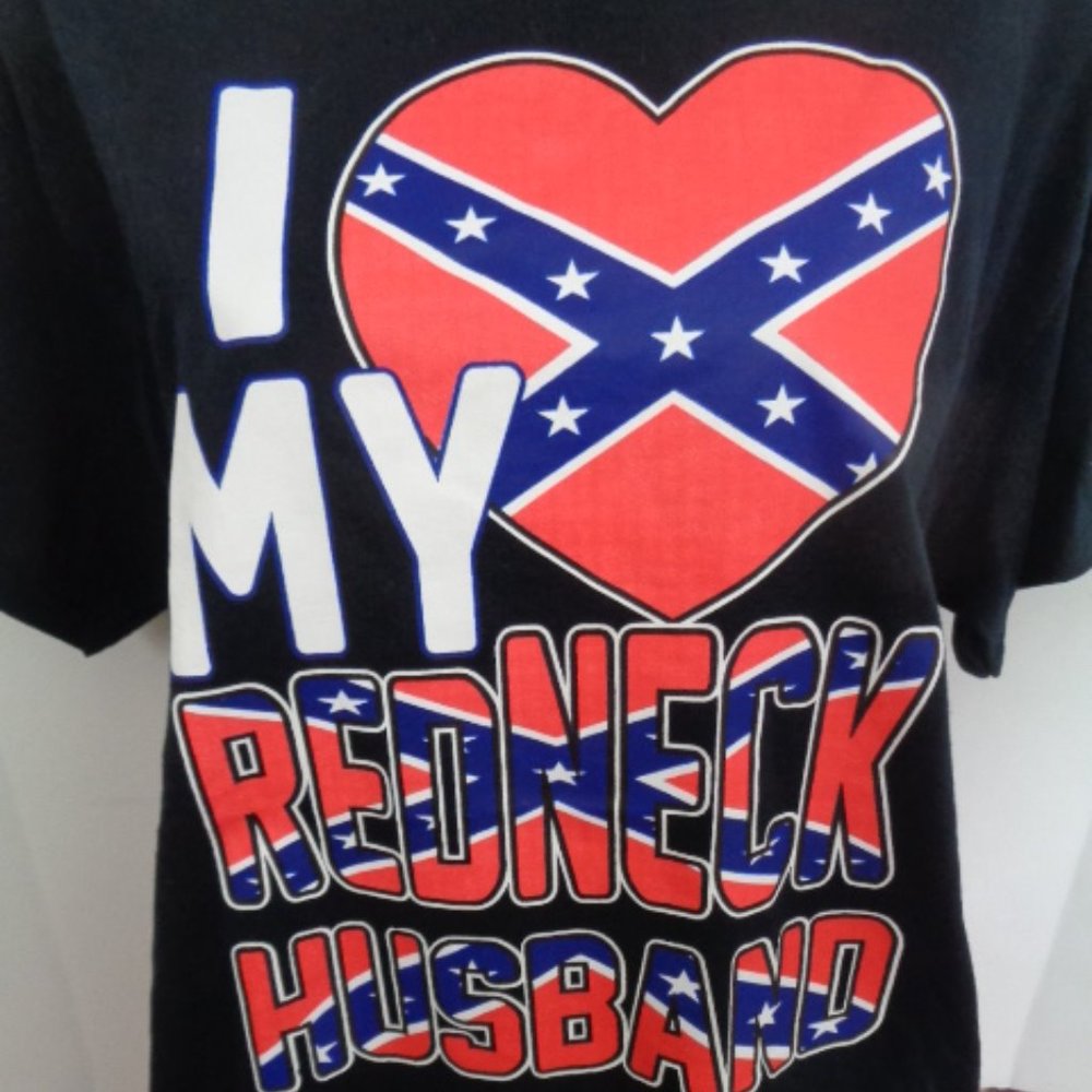 I Love My Husband Stars & Bars Dixie T Shirt M